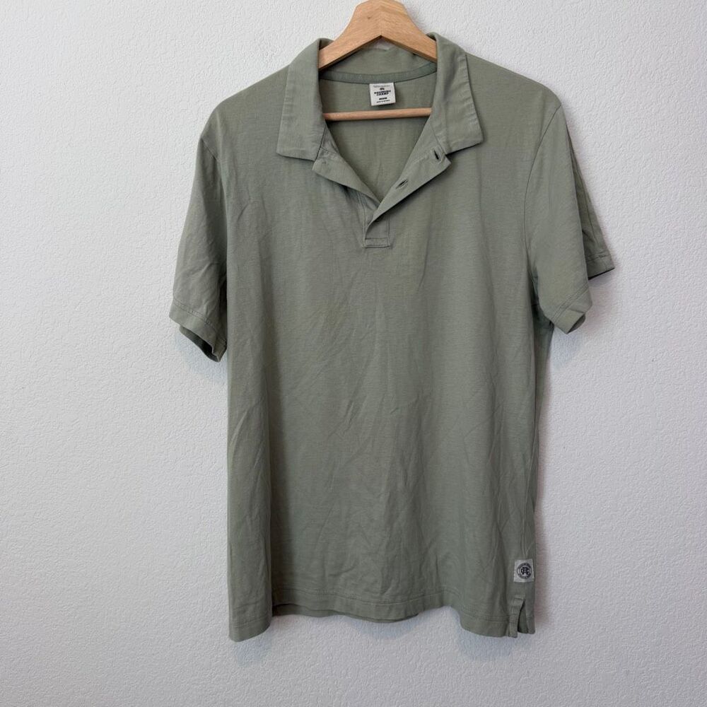 Reigning Champ Green Lightweight Jersey Short Sleeve Polo Shirt Mens Size Medium